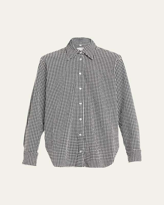 Gingham Seersucker Button-Front Shirt